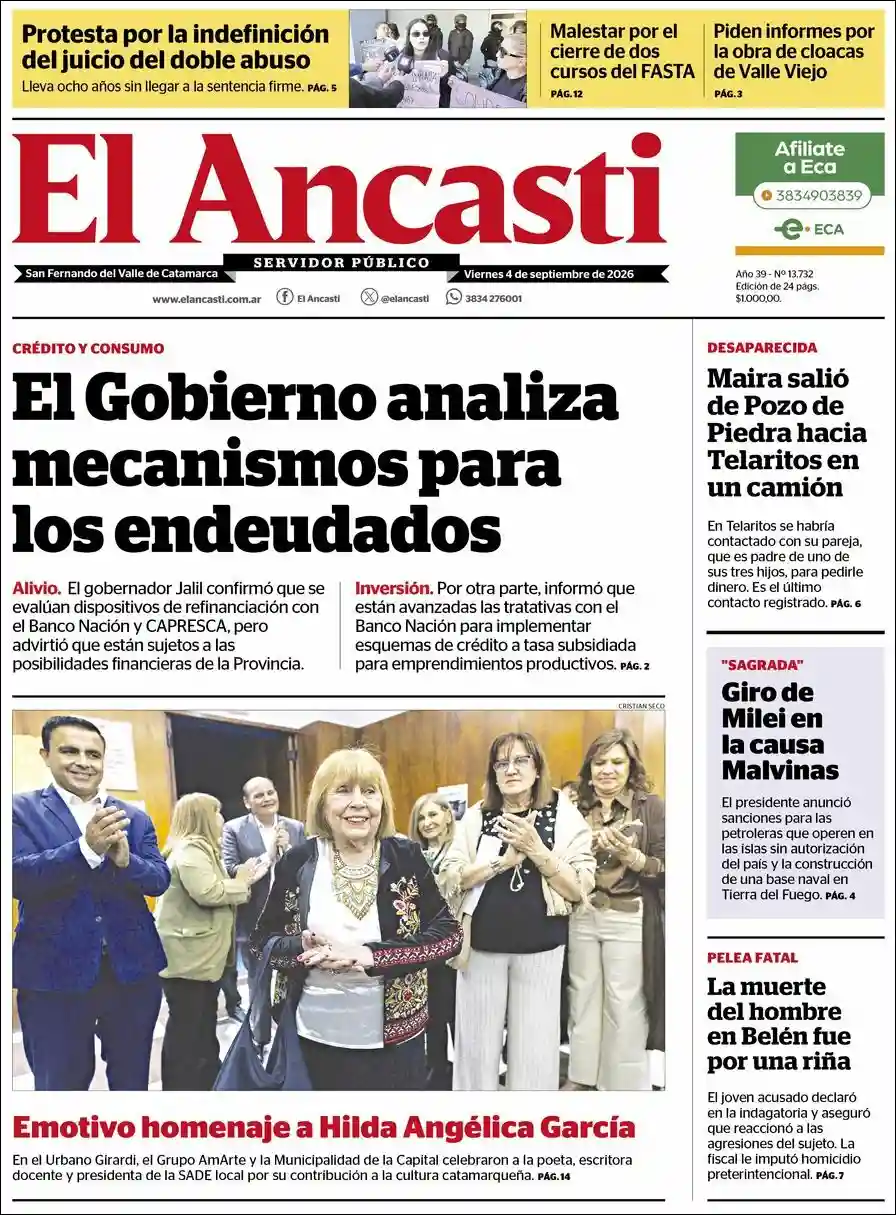 Estudios Max | RADIO FM LASER - Tapa del diario Ancasti