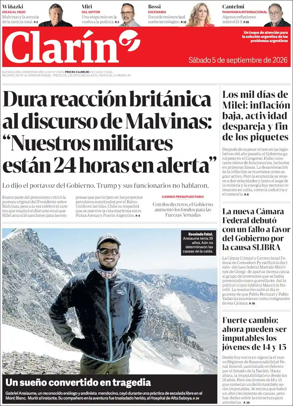 Estudios Max | RADIO FM LASER - Tapa del diario Clarin