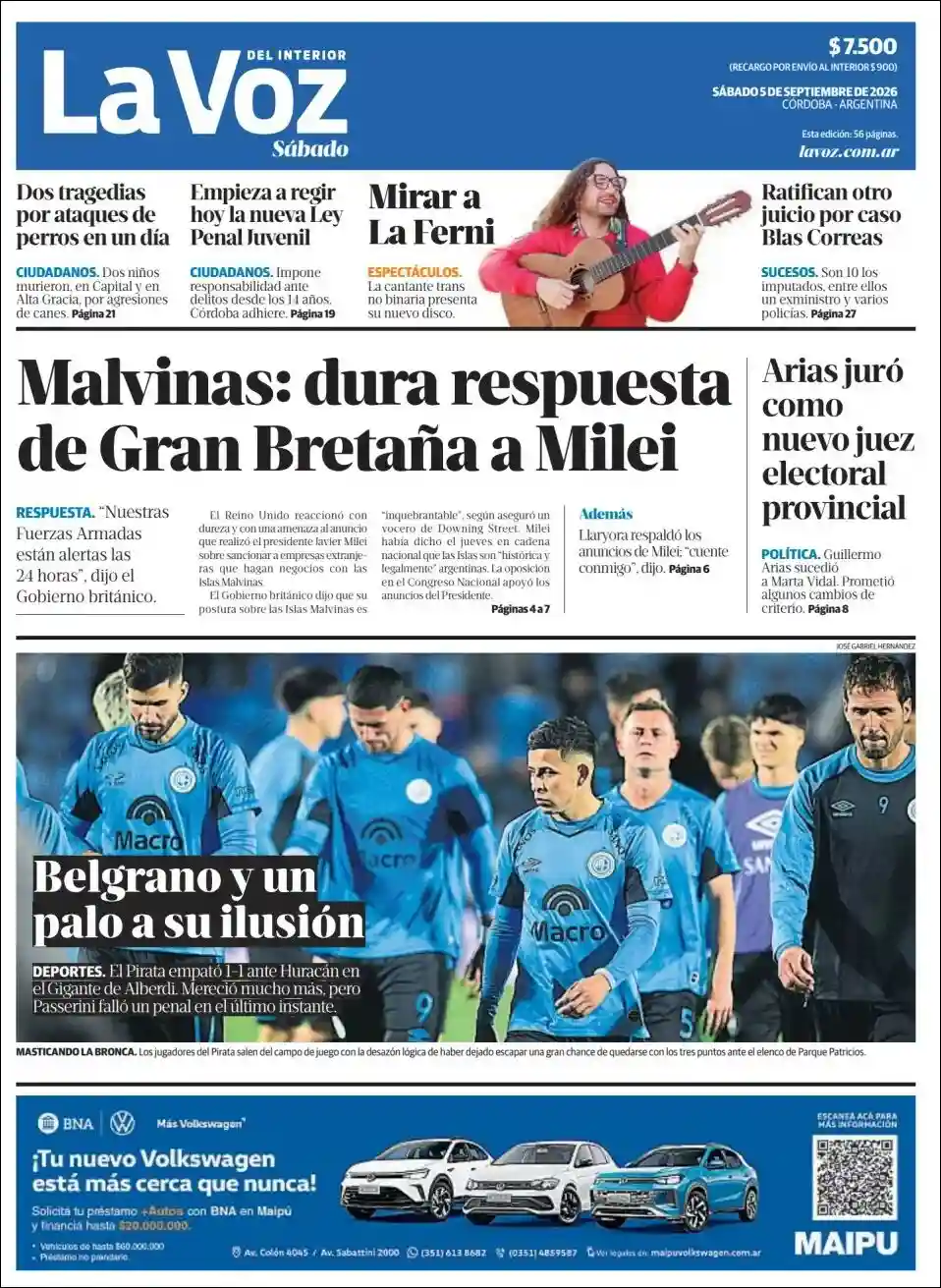 Estudios Max | RADIO FM LASER - Tapa del diario La Voz
